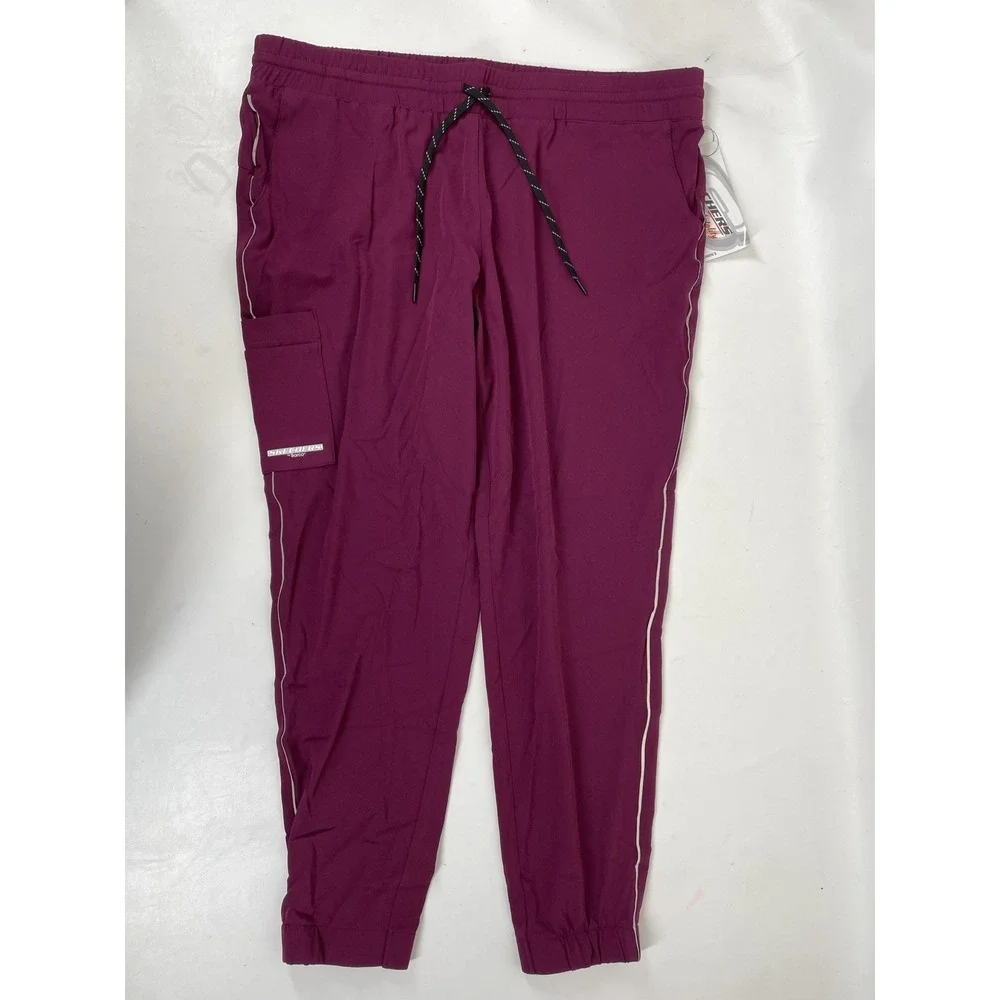 Skechers Barco Scrub 6PKT Reflective Piping Jogger Pants Womens XL‎ Wine NWT
